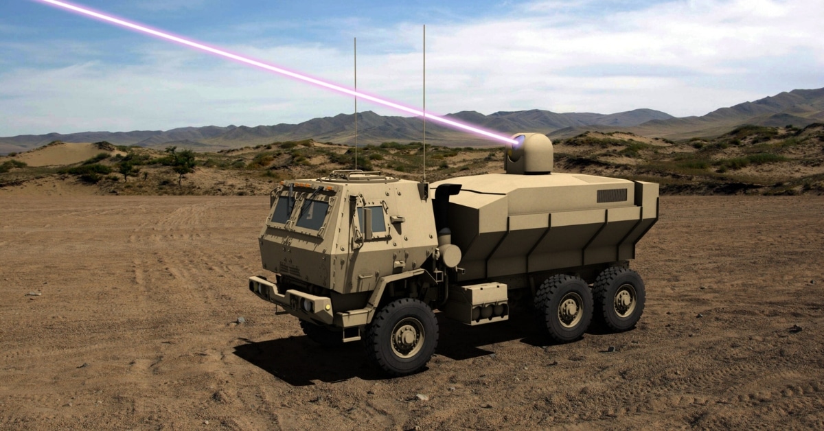 Illustration of a vehicle equipped with a laser weapon