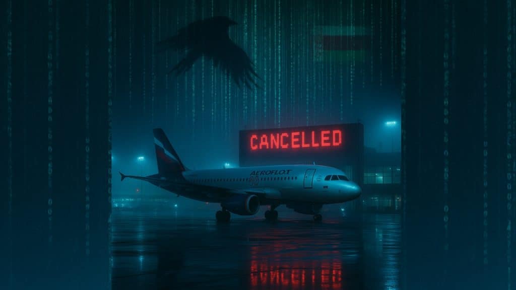 Aeroflot aircraft with “cancelled” written on it
