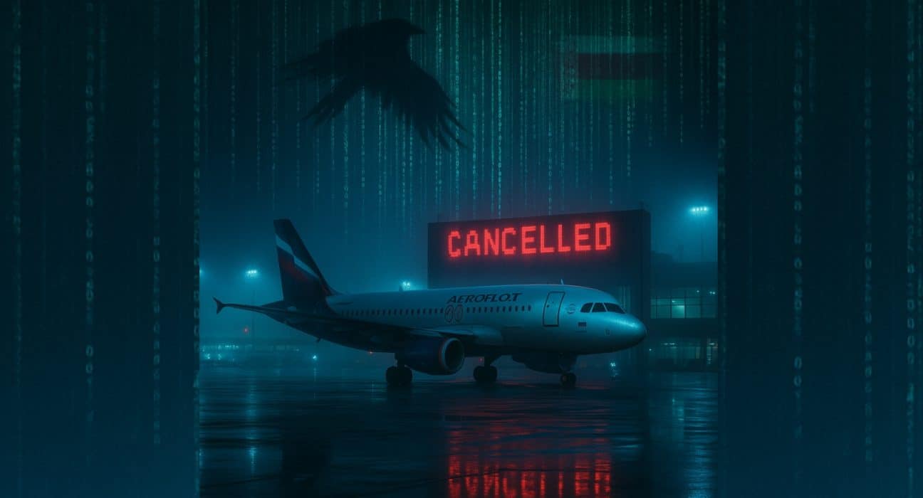 Aeroflot aircraft with “cancelled” written on it