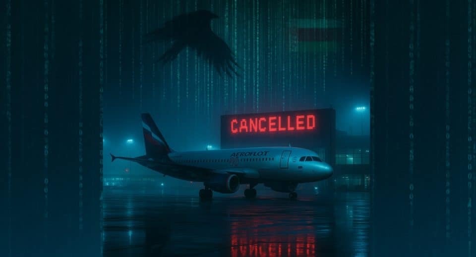 Aeroflot aircraft with “cancelled” written on it