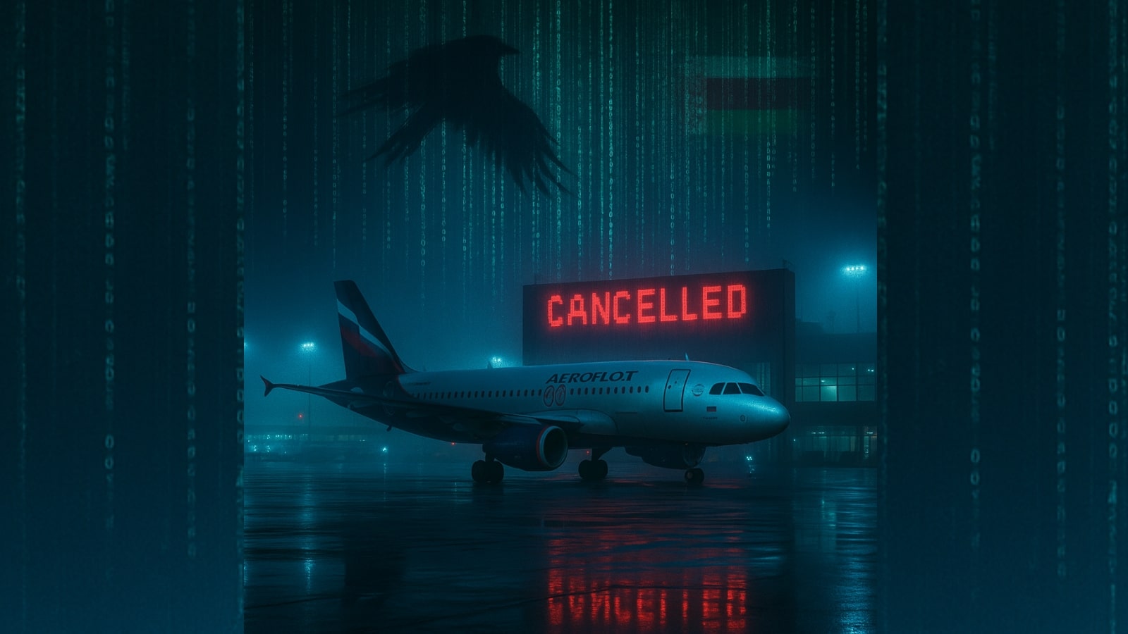 Aeroflot aircraft with “cancelled” written on it