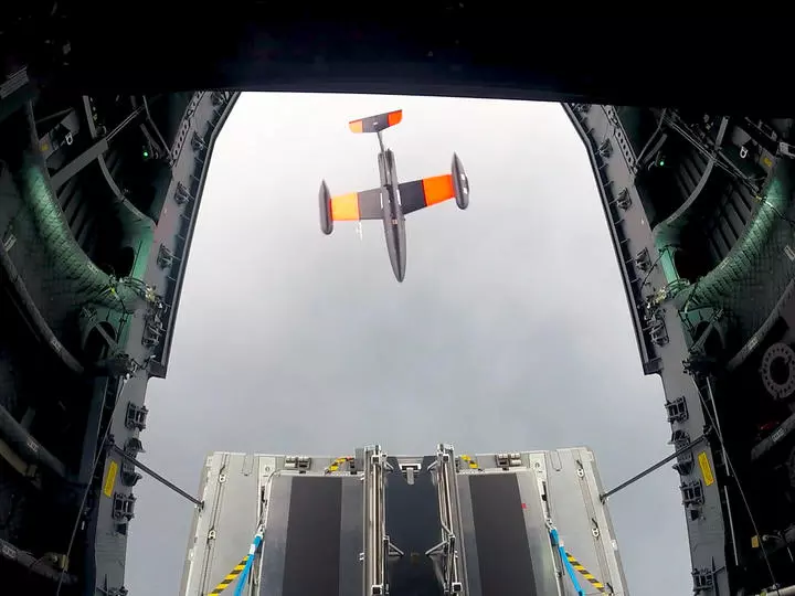 Airbus drone drop tests from an A-400M 