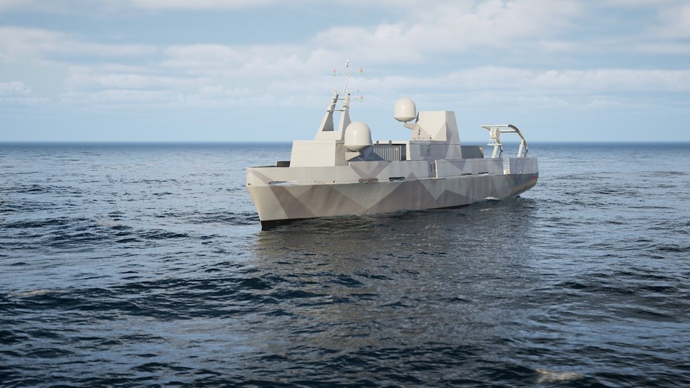Modular Uncrewed Ship on the sea, image AI