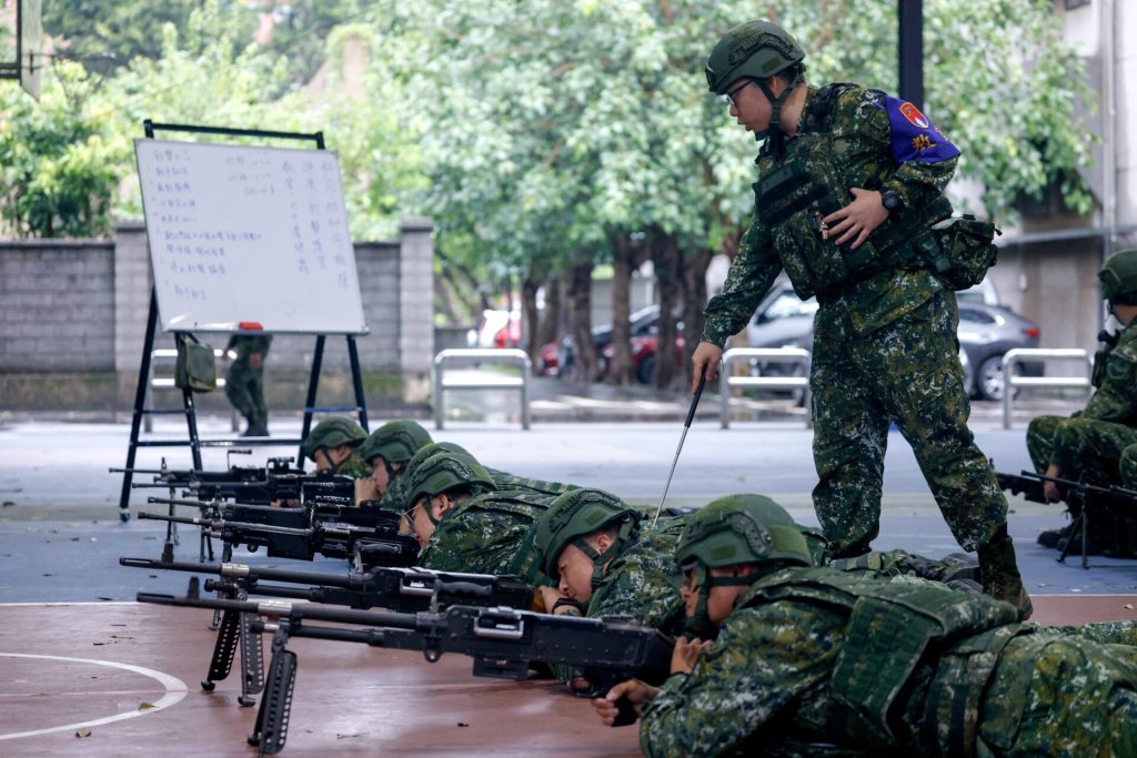 Reservists receive training during the annual Han Kuang military exercises in Taoyuan, Taiwan July 9, 2025