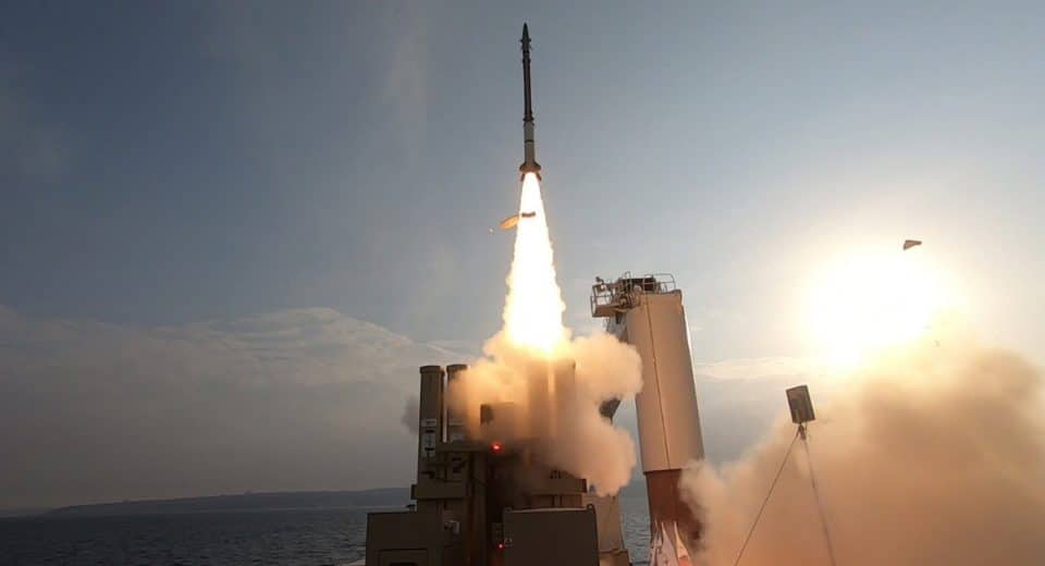 David's Sling being launched from an offshore ship