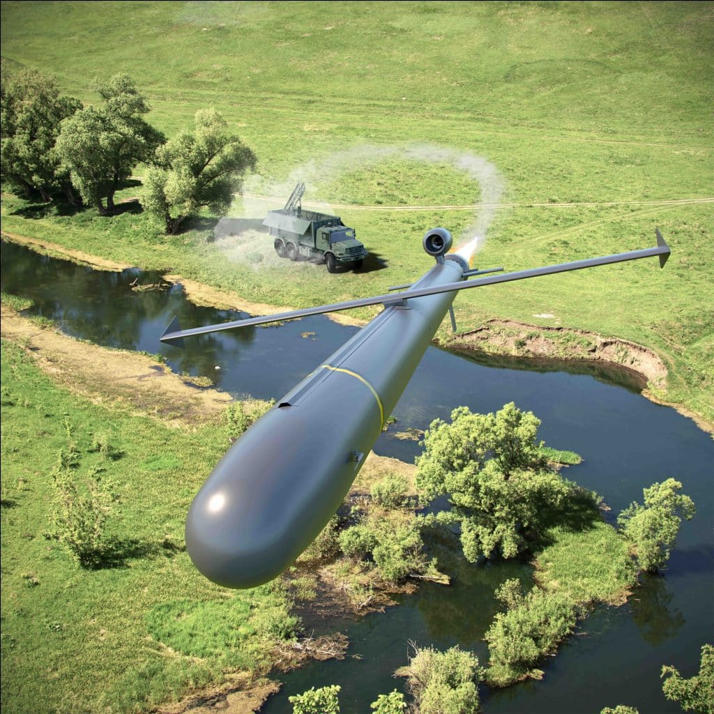 AI image of · MBDA Crossbow (UK-FR-IT): a heavy kamikaze drone capable of reaching over 800 km, produced at low cost and in large quantities. Designed to overwhelm enemy defenses.