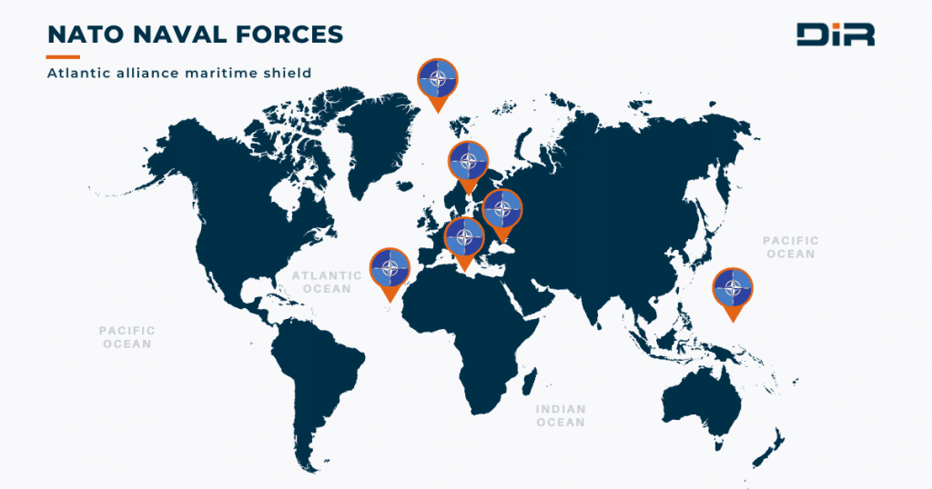 World map with NATO naval force locations
