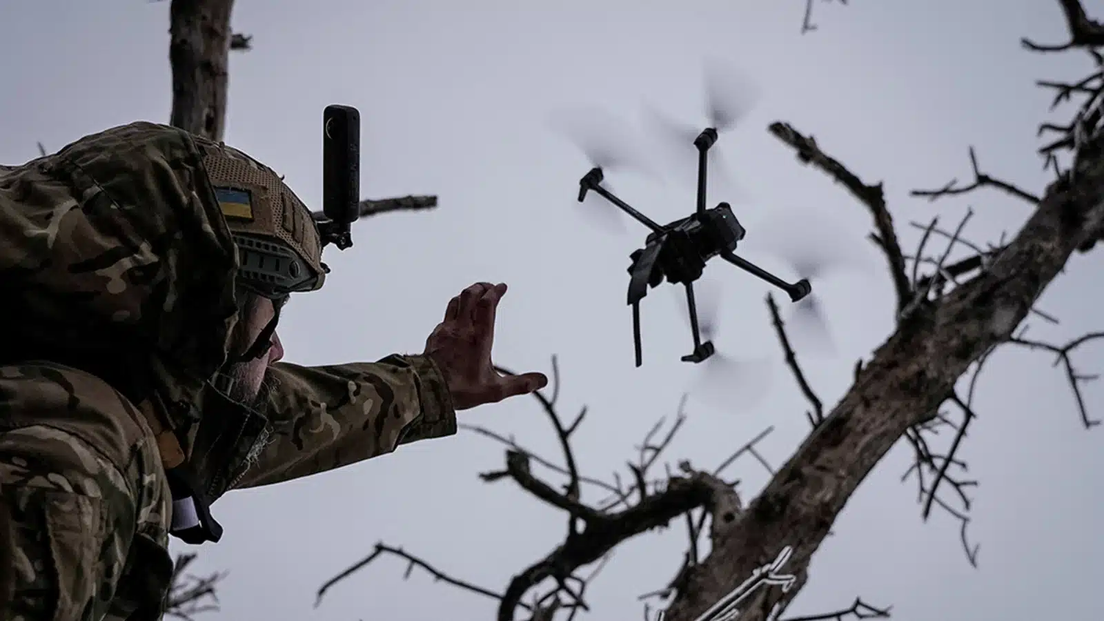 Ukrainian soldier with a drone