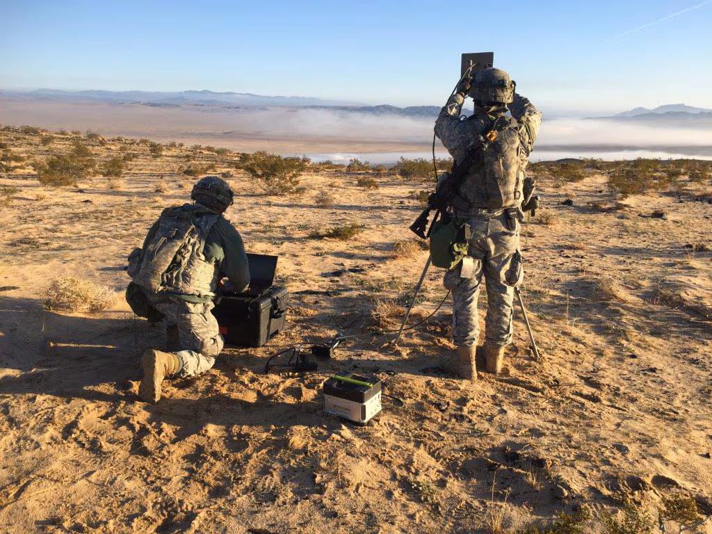 U.S. Soldiers with electromagnetic spectrum and cyberspace equipment