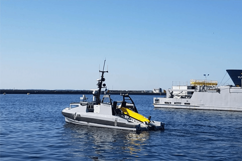 The French Navy operates the SLAM-F (Future Mine Countermeasures System) system, deploying autonomous USVs. Trials are underway to integrate SLAM-F modules onto platforms such as the BRF and, eventually, FREMM-class frigates. The focus is on modular, plug-and-play payloads to create drone-ready platforms that are compatible with multiple systems.